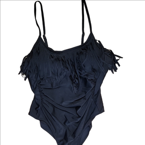 Black Fringe One Piece Swimsuit Size 2XL EUC